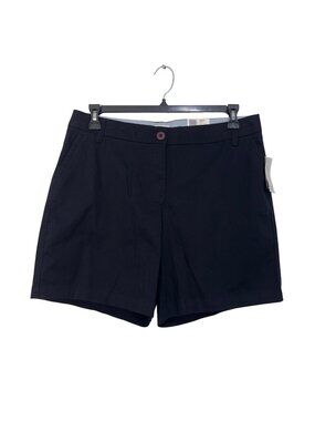 Crown & Ivy Womens Caroline 7-Inch Inseam Black Stretch Twill Shorts Size 12 New